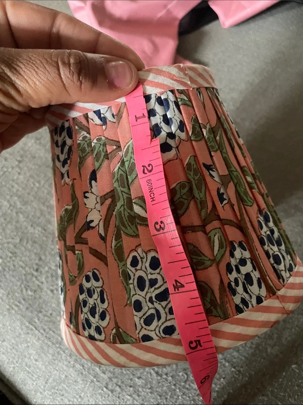 Ridhi Block Print Dark Salmon Lamp Shade 4